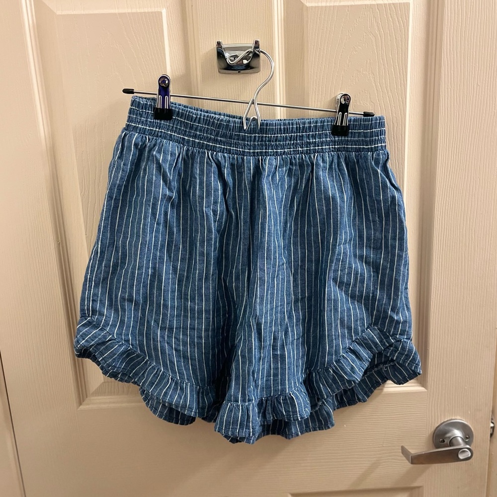 Denim relaxed baggy striped shorts